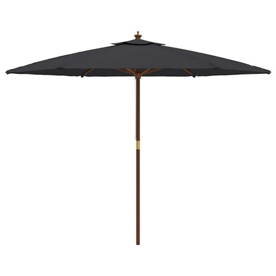 Parasol ogrodowy na drewnianym słupku, czarny, 299x240 cm