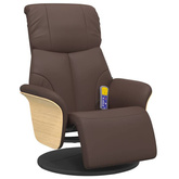 vidaXL Rozkładany fotel masujący z podnóżkiem, brązowy, sztuczna skóra