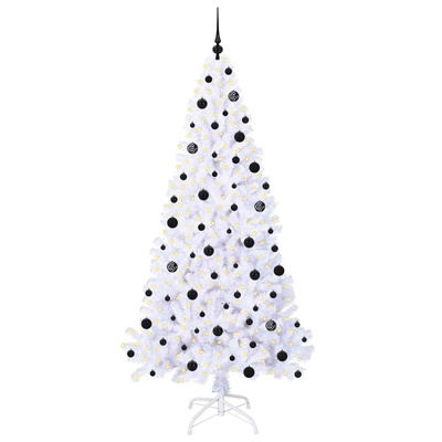 Sztuczna choinka z 300 diodami LED Biały 210 cm PVC i stal
