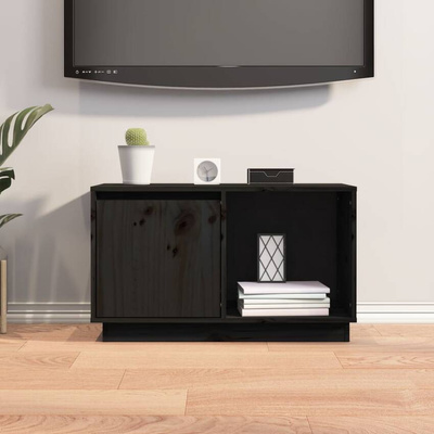 vidaXL Szafka pod TV, czarna, 74x35x44 cm, lite drewno sosnowe