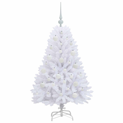 Sztuczna choinka z zawiasami z podstawą Biały 120 cm PVC i Stal