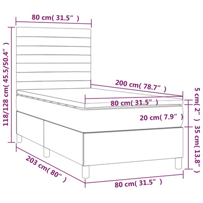 vidaXL Łóżko kontynentalne z materacem, różowe, aksamit, 80x200 cm wariant 10