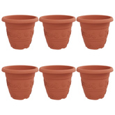 Okrągła doniczka na kwiaty 6 pcs Czerwony ceglasty ? 39 x 32 cm