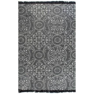 vidaXL Dywan typu kilim, bawełna, 120 x 180 cm, szary ze wzorem