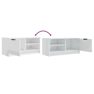 Szafka pod TV, wysoki połysk, biała, 80x35x36,5 cm