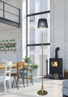 Lampa podłogowa patynowa czarny abażur z tkaniny Candellux Milonga 51-53633