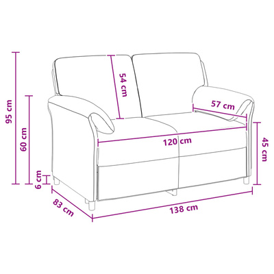 Sofa dwuosobowa ciemnoszary 138 x 83 x 95 cm Welur