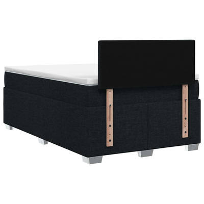 Łóżko Box Spring z materacem i LED Czarny 120 x 200 cm tkanina