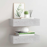 vidaXL Półki ścienne z szufladą, 2 szt., szare, 40x23,5x10 cm, MDF