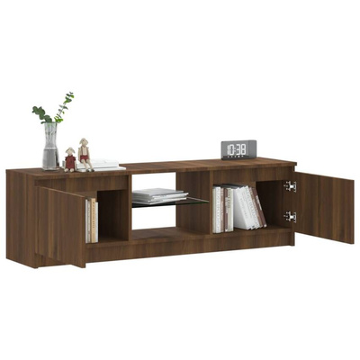vidaXL Szafka pod TV z LED, brązowy dąb, 120x30x35,5 cm