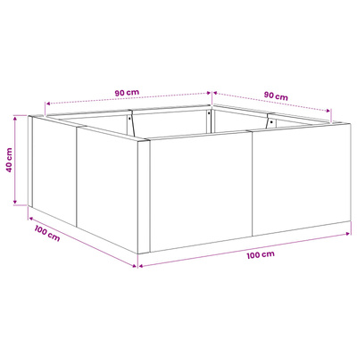 Mur oporowy 4 szt. 100 x 100 x 40 cm Stal kortenowska Rdzawy