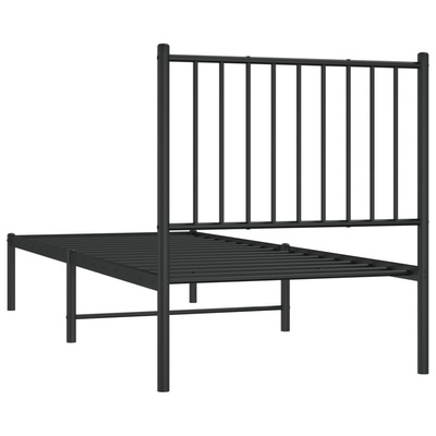 Metalowa rama łóżka z wezgłowiem, czarna, 80x200 cm wariant 10