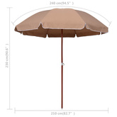 Parasol ogrodowy na stalowym słupku, 240 cm, taupe