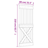 Drzwi przesuwne 80 x 210 cm Lite Drewno Sosnowe (Nieobrobione)