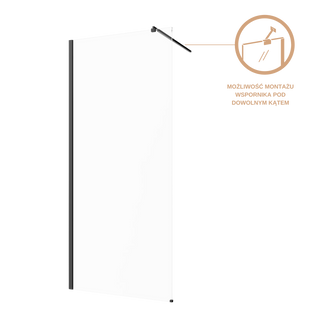 Kabina walk-in ii 110x200cm transp 8mm shiny-glass czarny AK-32-111-S Invena