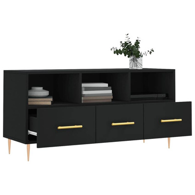 vidaXL Szafka pod TV, czarna, 102x36x50 cm, materiał drewnopochodny