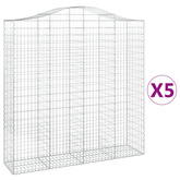 Kosze gabionowe, 5 szt, 200x50x200/220 cm, galwanizowane żelazo