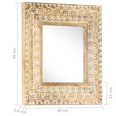 vidaXL Lustro w ręcznie rzeźbionej ramie, 50x50x2,6 cm, drewno mango