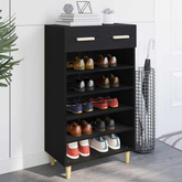 Szafka na buty z szufladą z półką Czarny Dąb 60 x 35 x 105 cm
