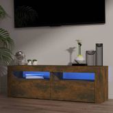 vidaXL Szafka pod TV z oświetleniem LED, przydymiony dąb, 120x35x40 cm
