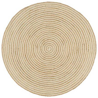 vidaXL Dywanik ręcznie wykonany z juty, spiralny wzór, biały, 90 cm
