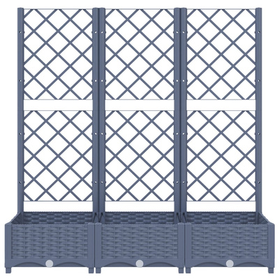 Donica ogrodowa z kratką, niebieskoszara, 120x40x121,5 cm, PP