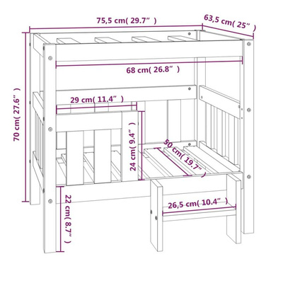 vidaXL Legowisko dla psa, szare, 75,5x63,5x70 cm, lite drewno sosnowe