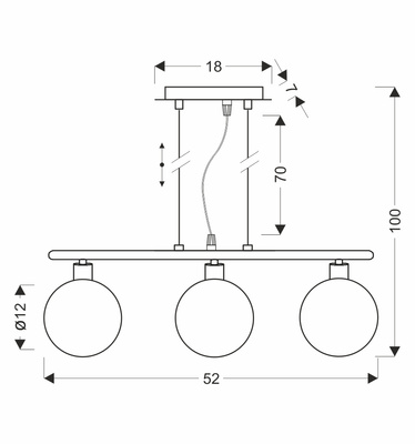 SOMUL lampa wisząca 3x20W G9 chrom klosze szklane 12 cm grafitowe nowoczesna elegancka oprawa oświetleniowa salon jadalnia kuchnia