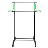 Regulowany wieszak na ubrania z 4 kółkami i 1 drążkiem