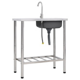 Zlewozmywak kempingowy, jednokomorowy z kranem, stal nierdzewna