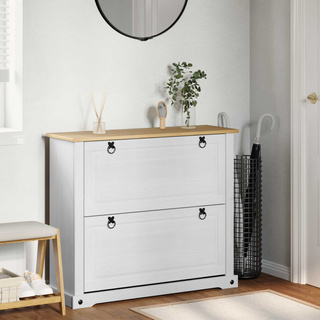 Szafka na buty Corona Biały 99 x 32 x 85 cm Lite drewno sosnowe