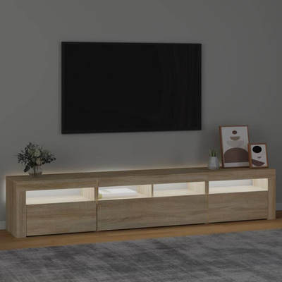 vidaXL Szafka pod TV z oświetleniem LED, dąb sonoma, 210x35x40 cm