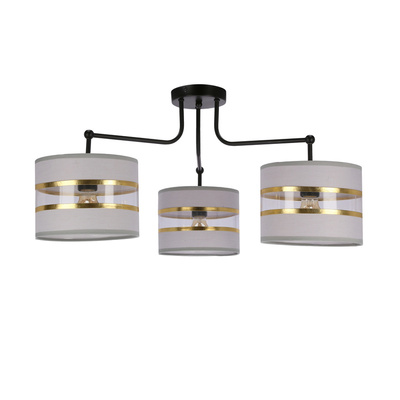 Lampa sufitowa czarny 3xE27 abażur biały + złoty Andy 33-00514