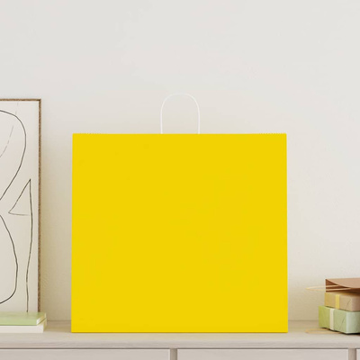Torby papierowe 250 szt. z uchwytami żółte 54x15x49 cm