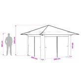 Gazebo z 4 Ścianami 3,3 x 3,3 m Jasnoszary i antracytowy