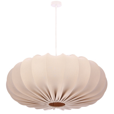Lampa wisząca CAFEE' skandynawska z abażurem beżowym frappe 66 cm - nowoczesne oświetlenie sufitowe do salonu i jadalni E27