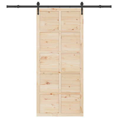 Drzwi przesuwne naturalny 100 x 208 cm Lite drewno sosnowe