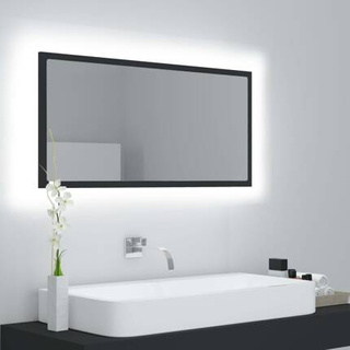 vidaXL Lustro łazienkowe z LED, szare, 90x8,5x37 cm, akryl