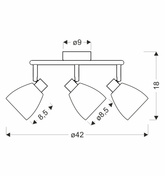 Lampa sufitowa Jeffrey okrągła ze szklanymi kloszami 3-punktowa metalowa
