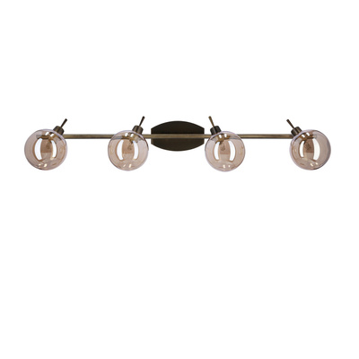 Lentini Lampa sufitowa listwa patynowy 4x40w g9 klosz bursztynowy