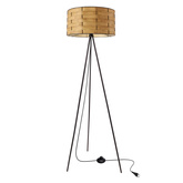 Lampa podłogowa FIANA czarna 1x40W E27 abażur sosnowy naturalny czarny nowoczesna stojąca do salonu sypialni biura oświetlenie dekoracyjne