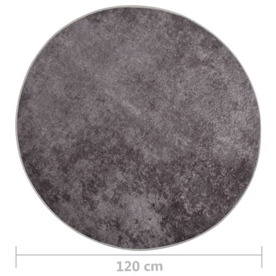Dywan z możliwością prania, 120 cm, szary, antypoślizgowy vidaXL