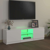 Szafka pod TV z oświetleniem LED, biała, połysk, 120x30x36 cm