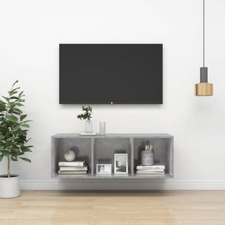 vidaXL Wisząca szafka pod TV, szarość betonu, 37x37x107 cm