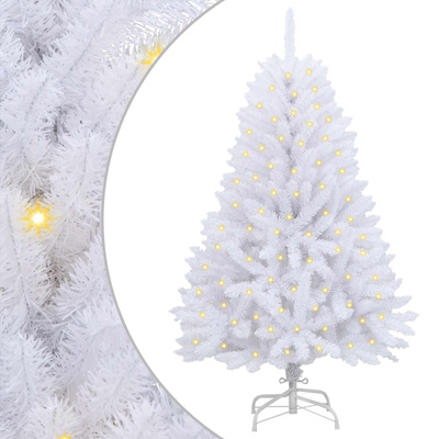 Sztuczna choinka z 150 diodami LED Biały 150 cm PVC i Metal
