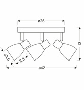 Lampa sufitowa Axel okrągła ze szklanymi kloszami 3-punktowa metalowa