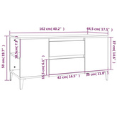 vidaXL Szafka pod TV, szary dąb sonoma, 102x44,5x50 cm