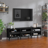vidaXL Szafka pod TV, czarna, 150x30x44,5 cm, materiał drewnopochodny