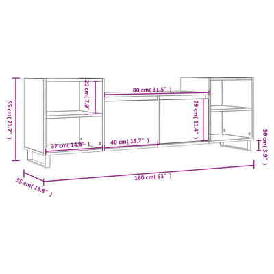 vidaXL Szafka pod TV, czarna, 160x35x55 cm, materiał drewnopochodny