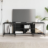 vidaXL Szafka pod TV, czarna, 153x37x50 cm, materiał drewnopochodny